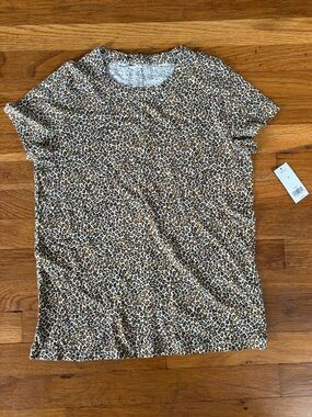 Banana Republic Cozy Slub Short Sleeve Leopard Print Top  NWT